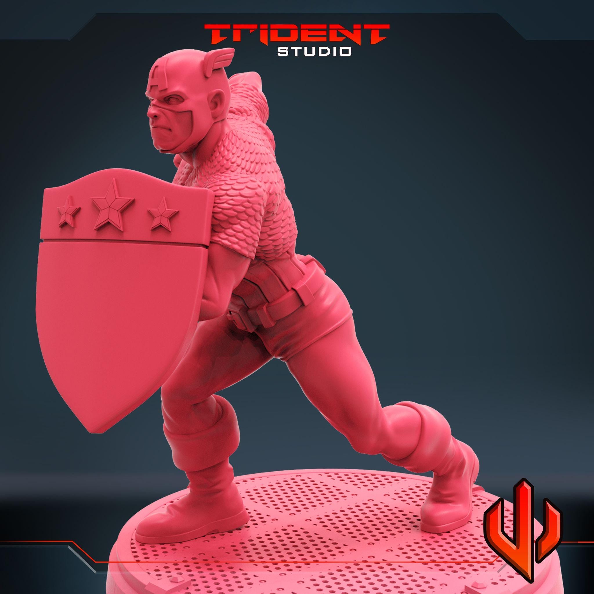 Captain America B (Fan art sculpted by Trident Studio) (Crisis Protocol Proxy/Alternative)