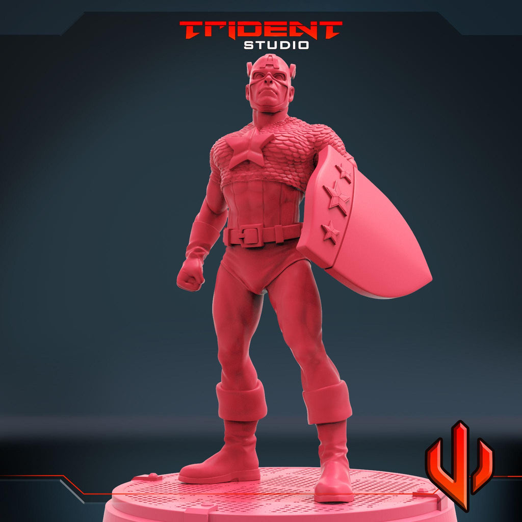 Captain America A (Fan art sculpted by Trident Studio) (Crisis Protocol Proxy/Alternative)