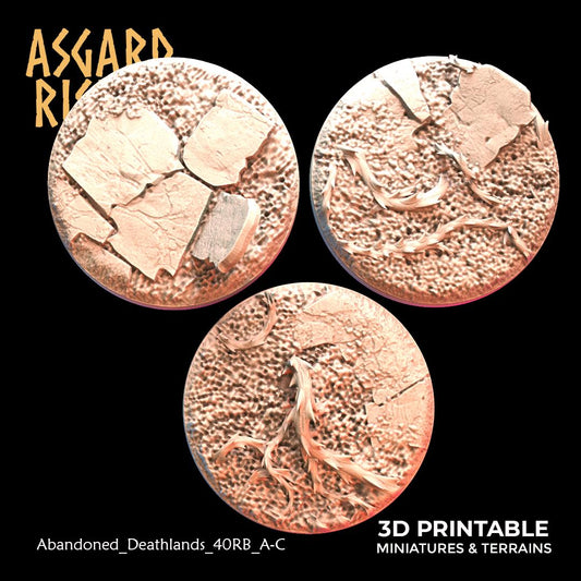Abandoned Deathlands: Set of Round Wargame Bases - Asgard Rising