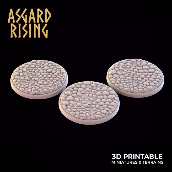 Pavement - 3 x 40mm/50mm Round Wargame Base - Asgard Rising
