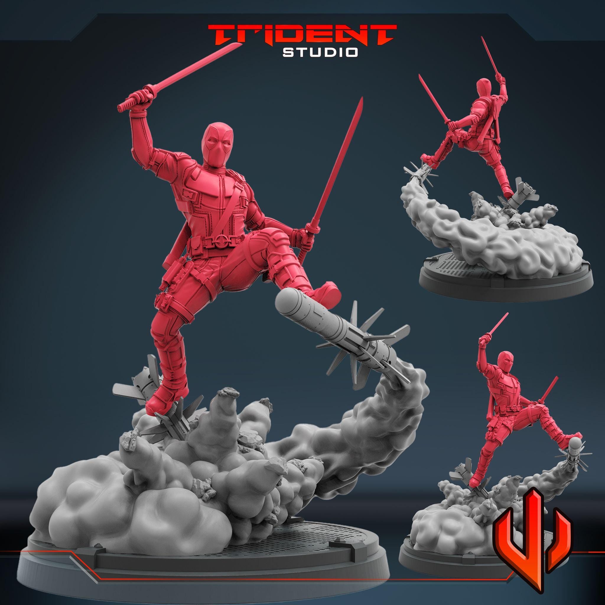 Deadpool (Fan art sculpted by Trident Studio) (Crisis Protocol Proxy/Alternative)