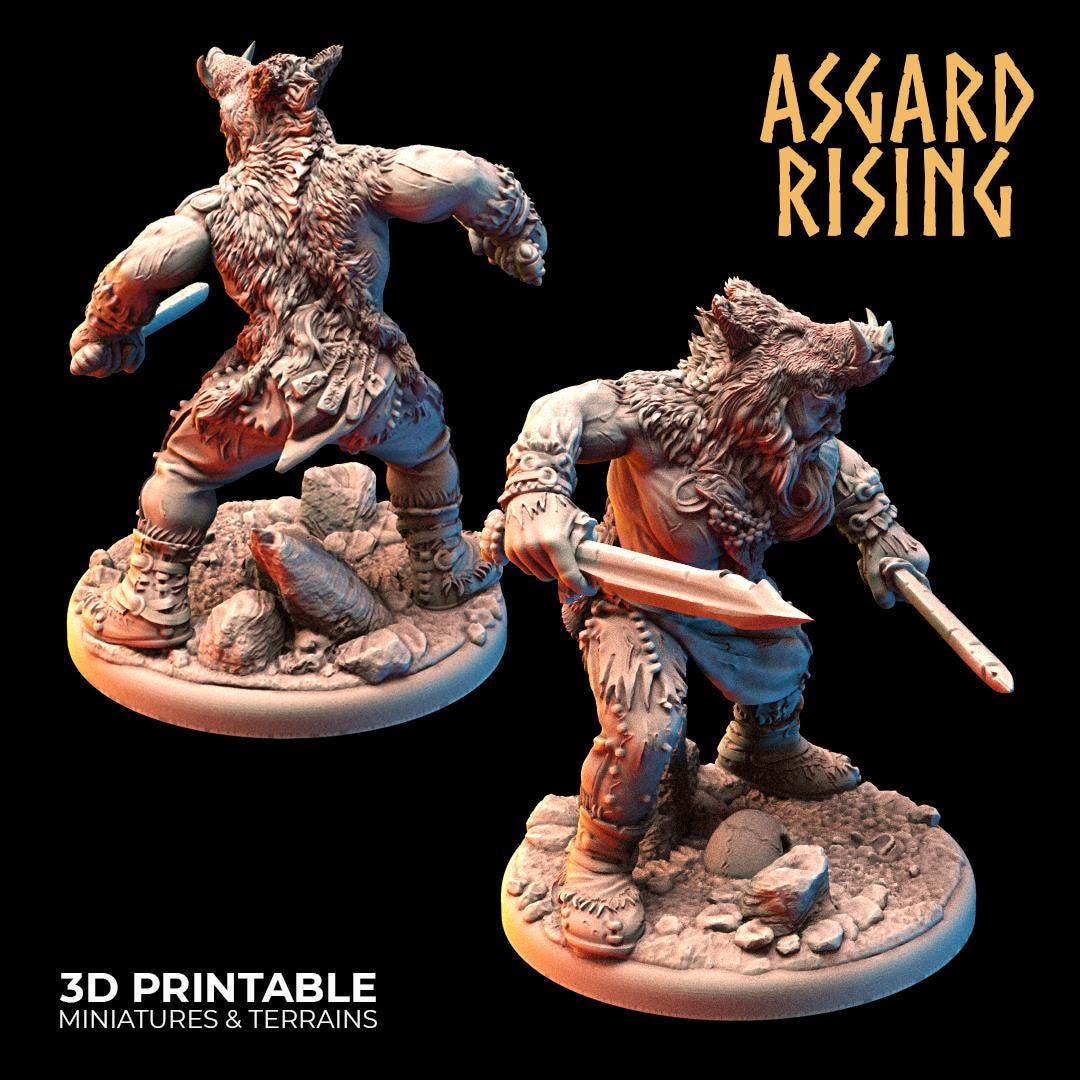 Viking Berserkers Warband 28mm 32mm, Miniatures for Wargames, D&D, Saga, RPG, Shieldwall Infantry Tabletop Figures