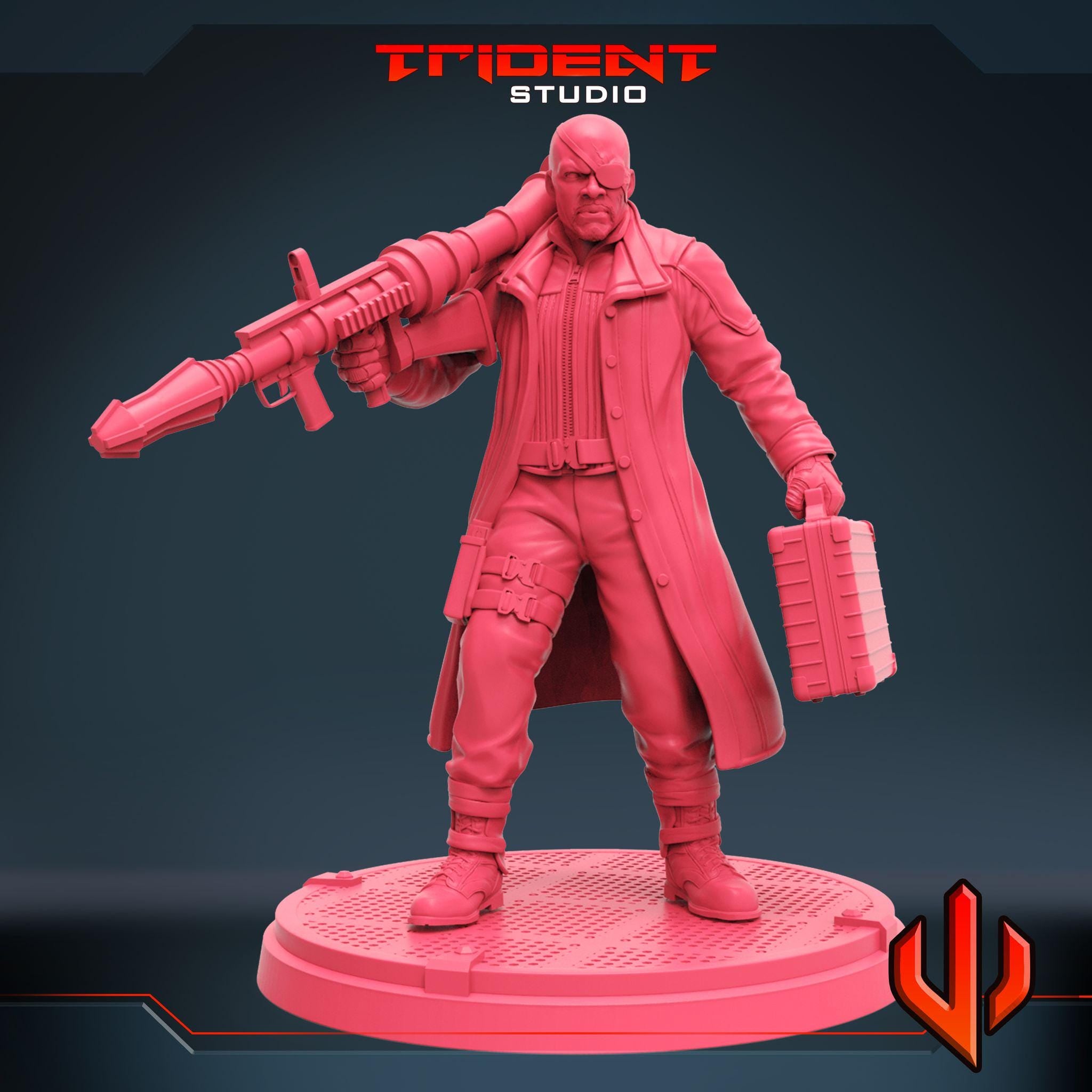 Nick Fury B (Fan art sculpted by Trident Studio) (Crisis Protocol Proxy/Alternative)