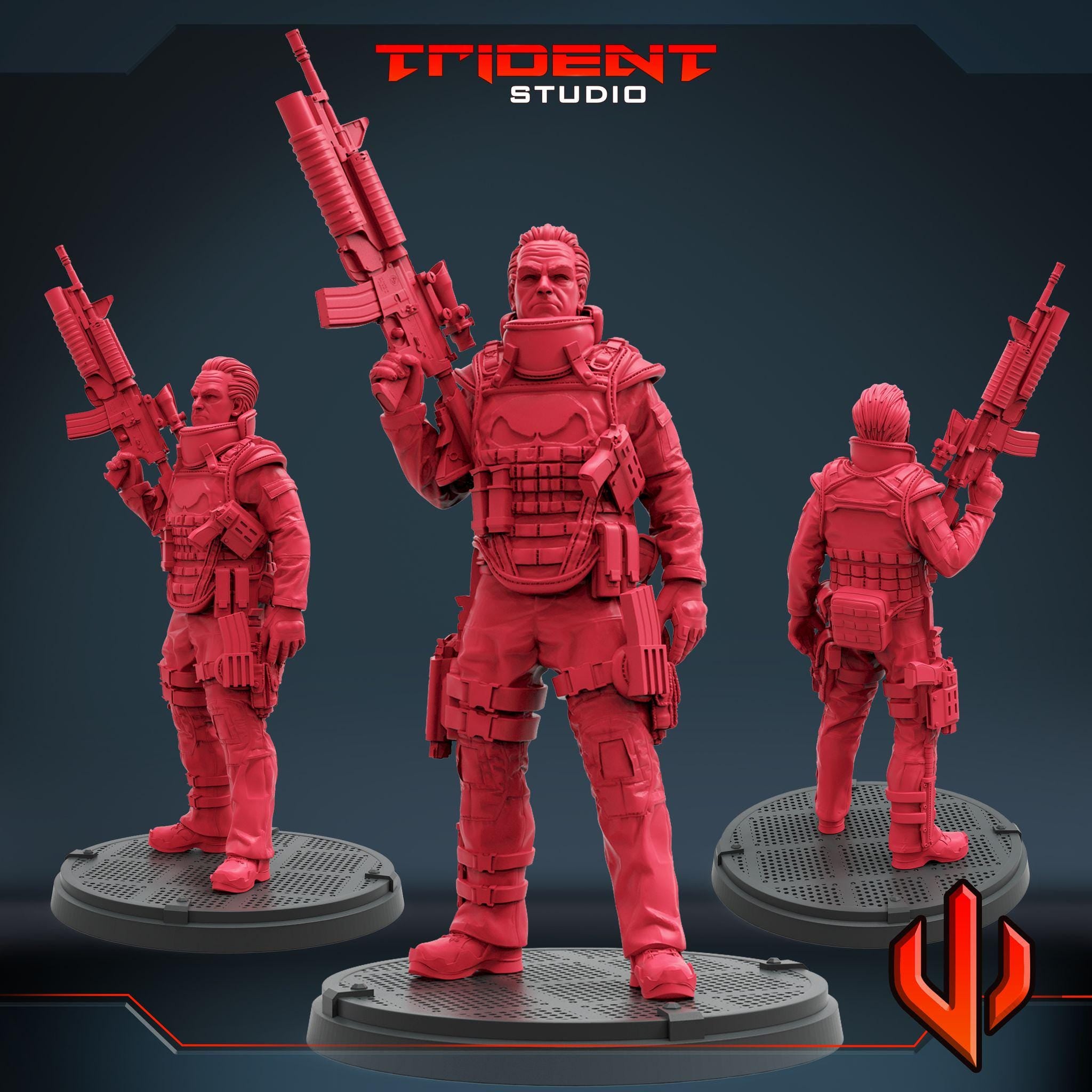 Punisher B (Fan art sculpted by Trident Studio) (Crisis Protocol Proxy/Alternative)