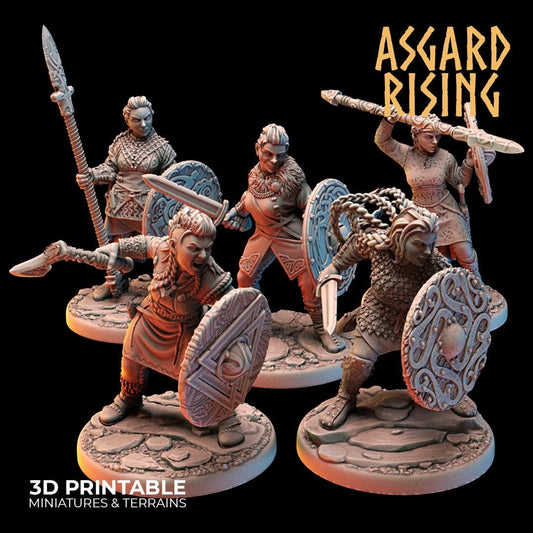 Viking Shieldmaidens 28mm 32mm Miniatures for Wargames, D&D, Saga, RPG, Shieldwall Infantry Tabletop Figures