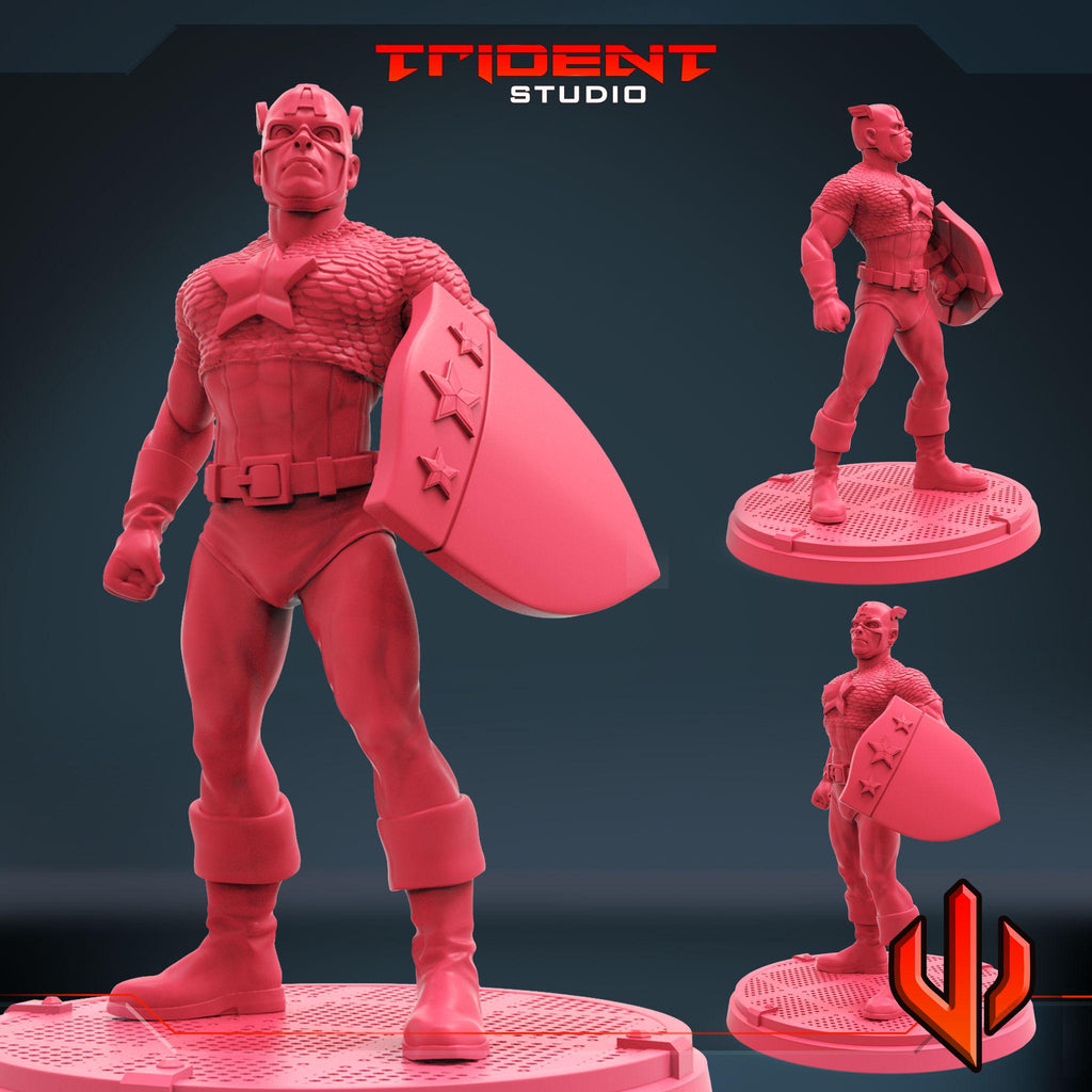 Captain America A (Fan art sculpted by Trident Studio) (Crisis Protocol Proxy/Alternative)