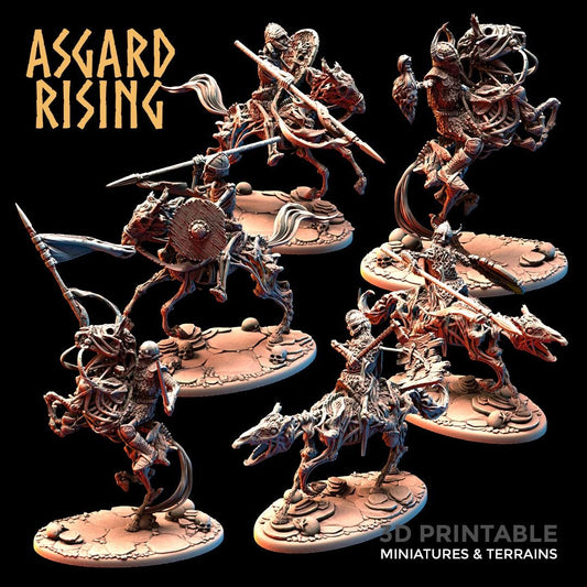 Undead Skeleton Riders 28mm 32mm Miniatures for Wargames, D&D, Saga, RPG, Shieldwall Infantry Tabletop Figures