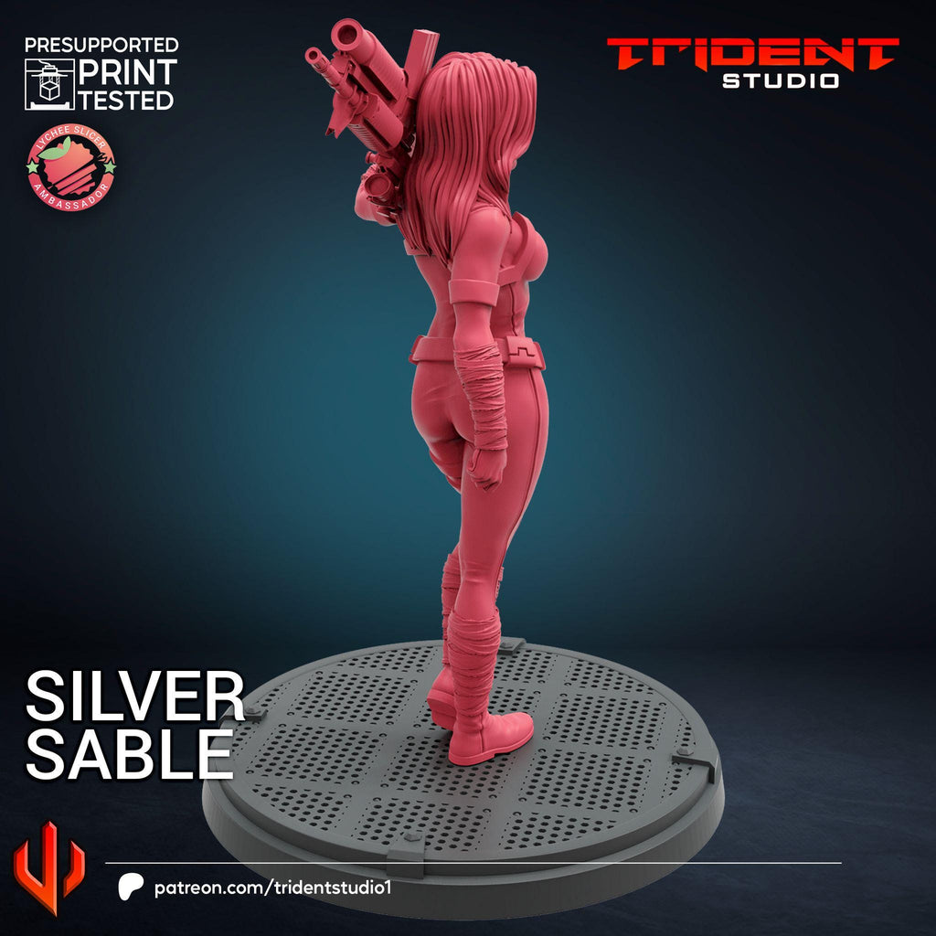 Silver Sable B (Fan art sculpted by Trident Studio) (Crisis Protocol Proxy/Alternative)