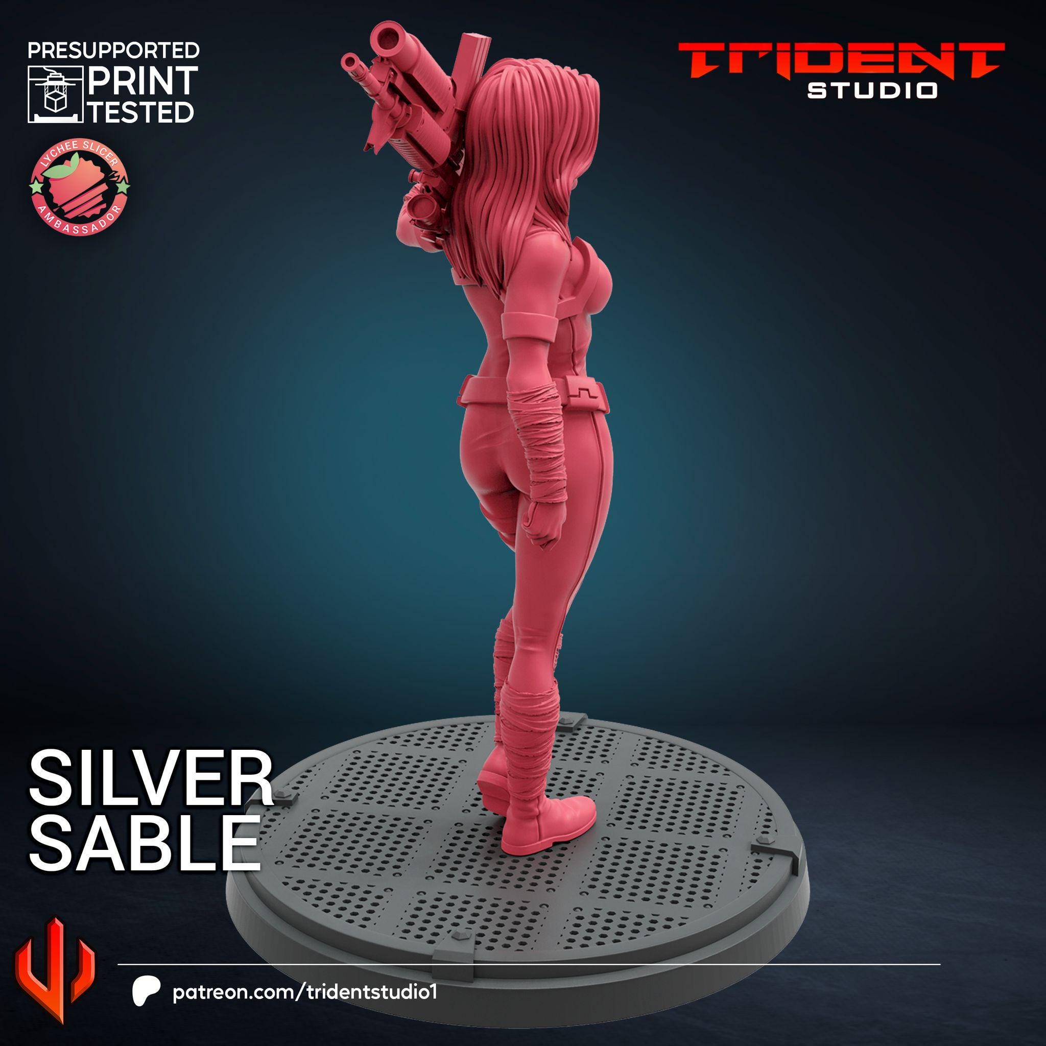 Silver Sable B (Fan art sculpted by Trident Studio) (Crisis Protocol Proxy/Alternative)