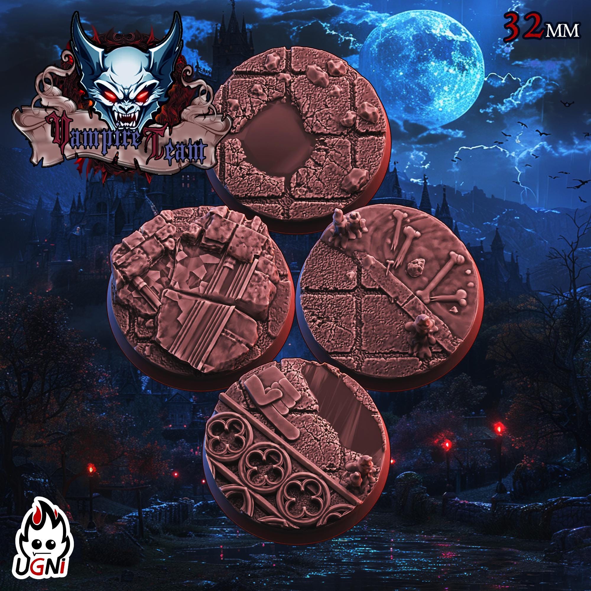 Vampire Style Bases - UGNI Vampire Team - Fantasy Football - UGNI Miniatures