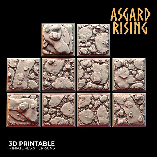 Rock Path - 10x 25mm Square Wargame Base - Asgard Rising