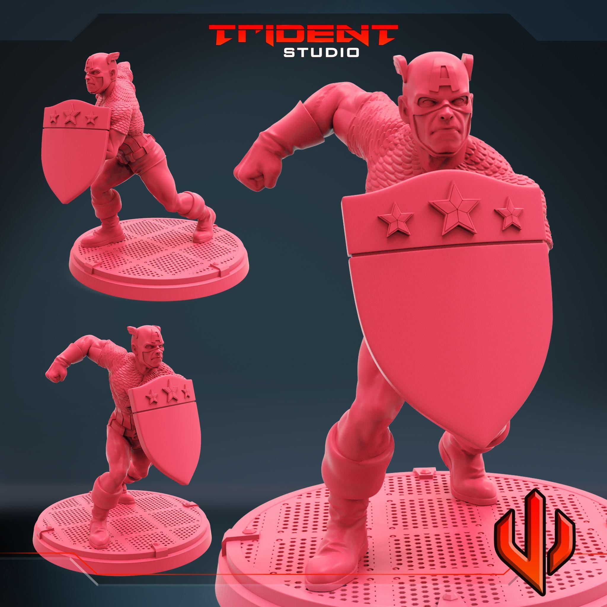 Captain America B (Fan art sculpted by Trident Studio) (Crisis Protocol Proxy/Alternative)