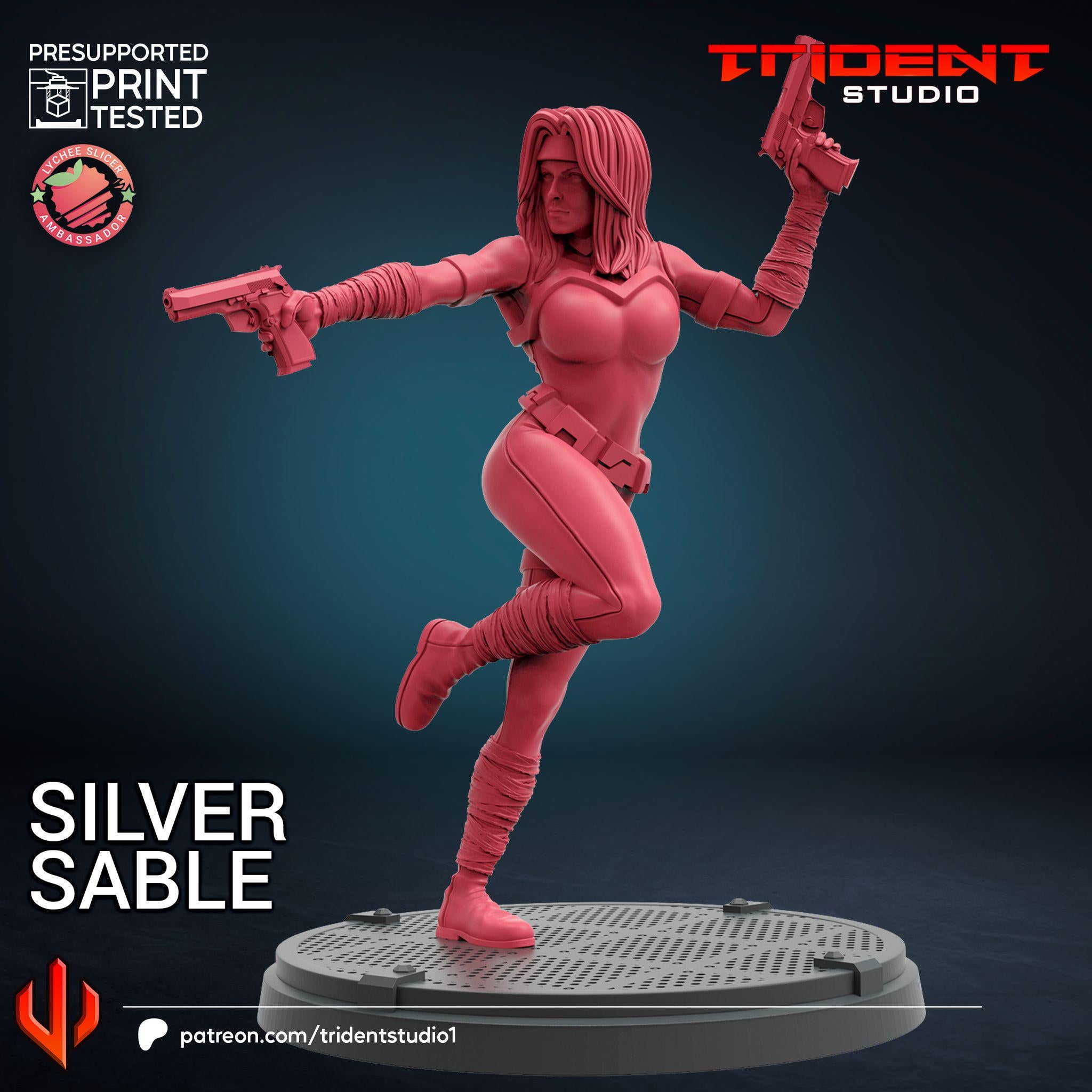 Silver Sable (Fan art sculpted by Trident Studio) (Crisis Protocol Proxy/Alternative)