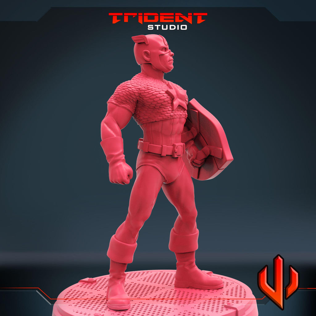 Captain America A (Fan art sculpted by Trident Studio) (Crisis Protocol Proxy/Alternative)