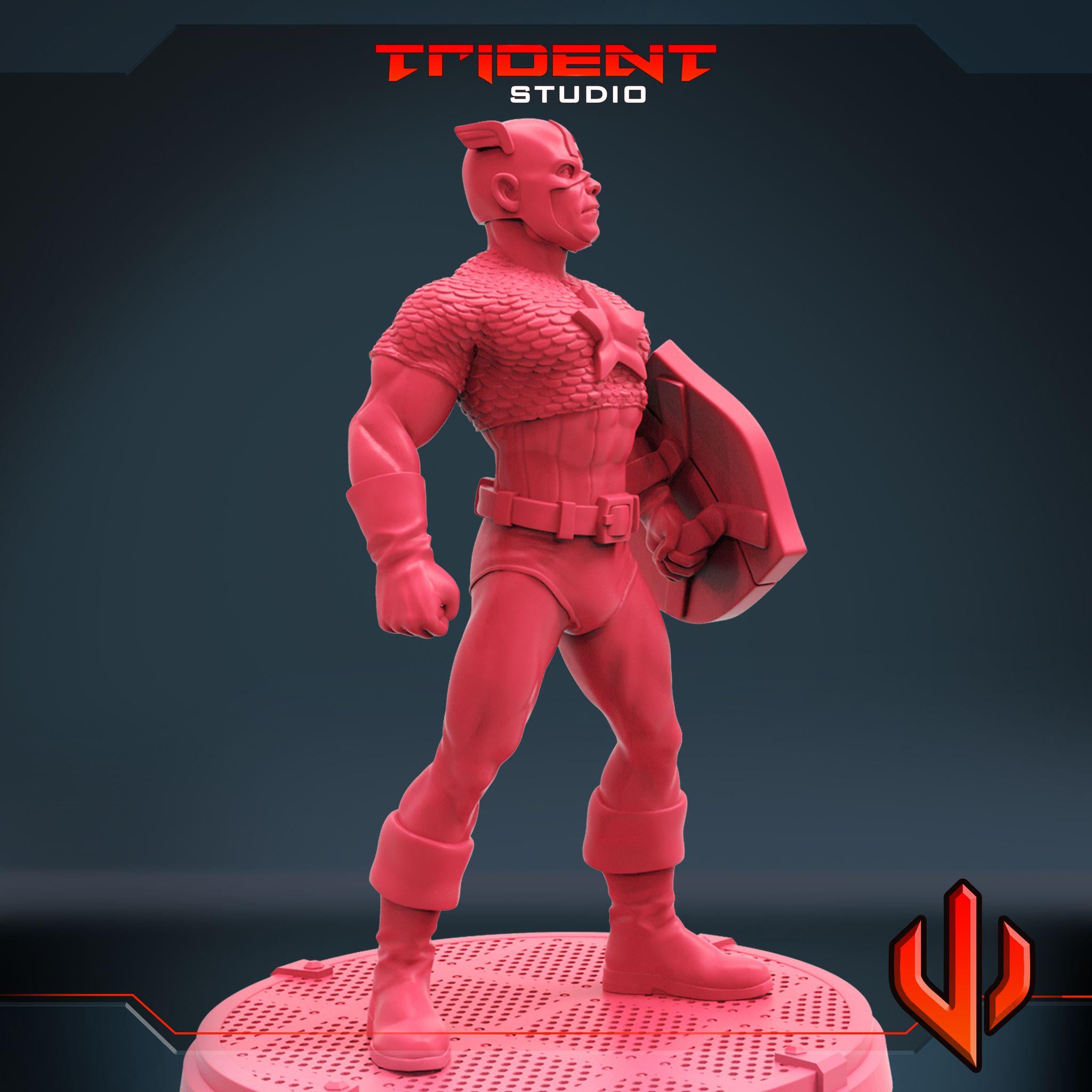 Captain America A (Fan art sculpted by Trident Studio) (Crisis Protocol Proxy/Alternative)