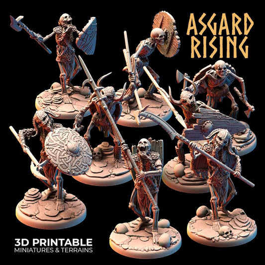 Undead Skeleton Infantry 28mm 32mm Miniatures for Wargames, D&D, Saga, RPG, Shieldwall Infantry Tabletop Figures