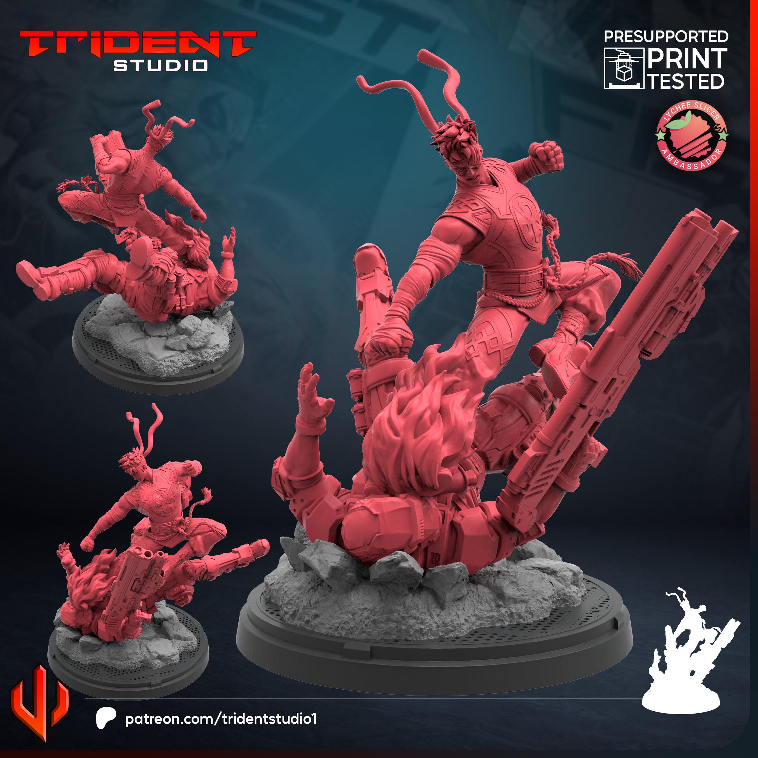 Iron Fist Rivals (Fan art sculpted by Trident Studio) (Crisis Protocol Proxy/Alternative)